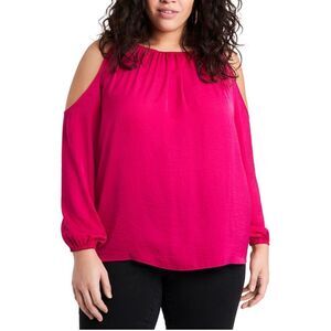 1.STATE Trendy Plus Size Cold-Shoulder Top Casbah Pink 1X
